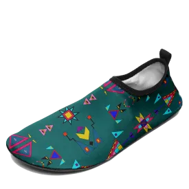 Enemy Territory Teal Kid's Sockamoccs Slip On Shoes