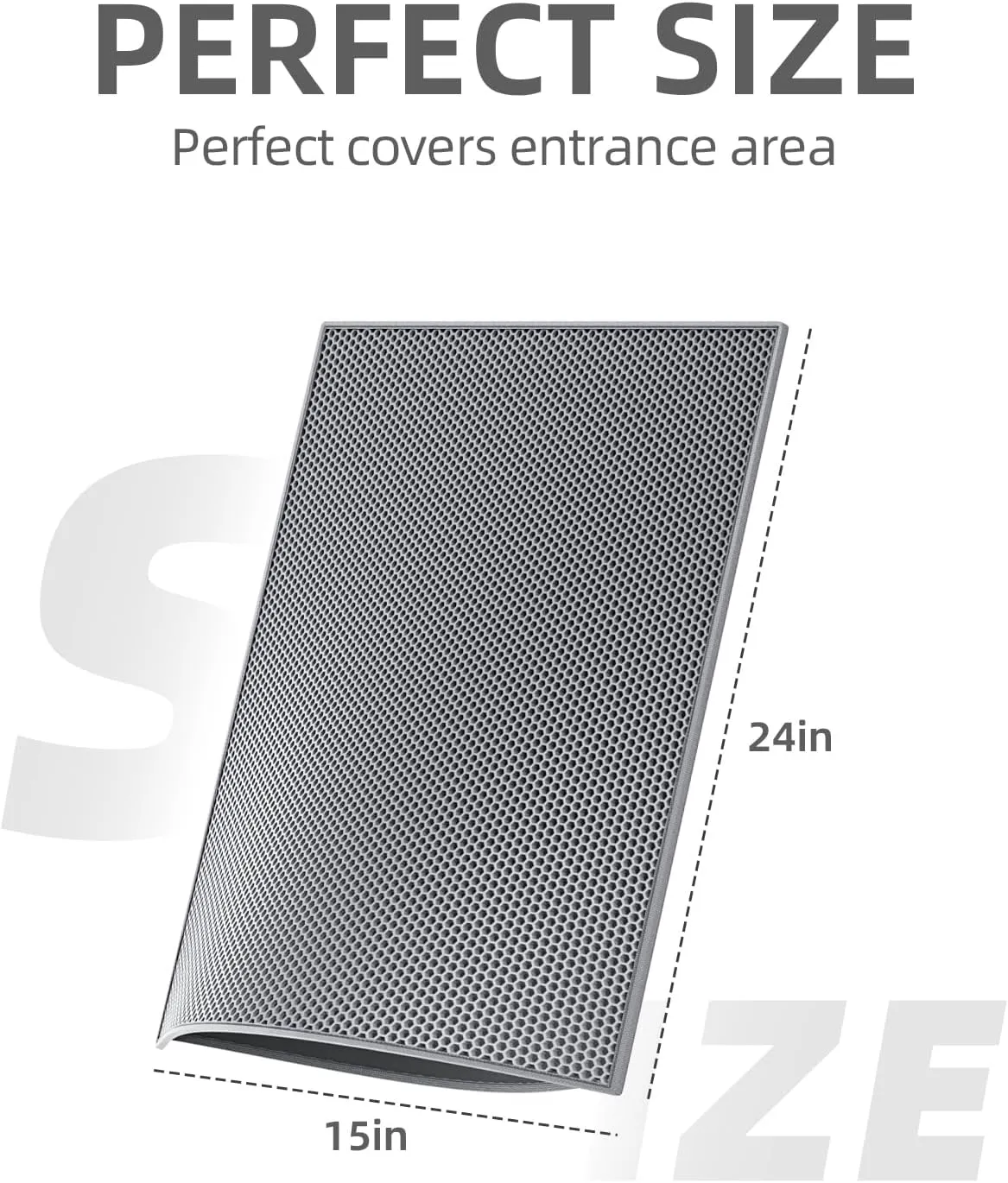 ESTHELLO Cat Litter Mat, Cat Litter Trapping Mat, Honeycomb Double Layer Design, Easy to Clean,Washable (24 x 15 Gray