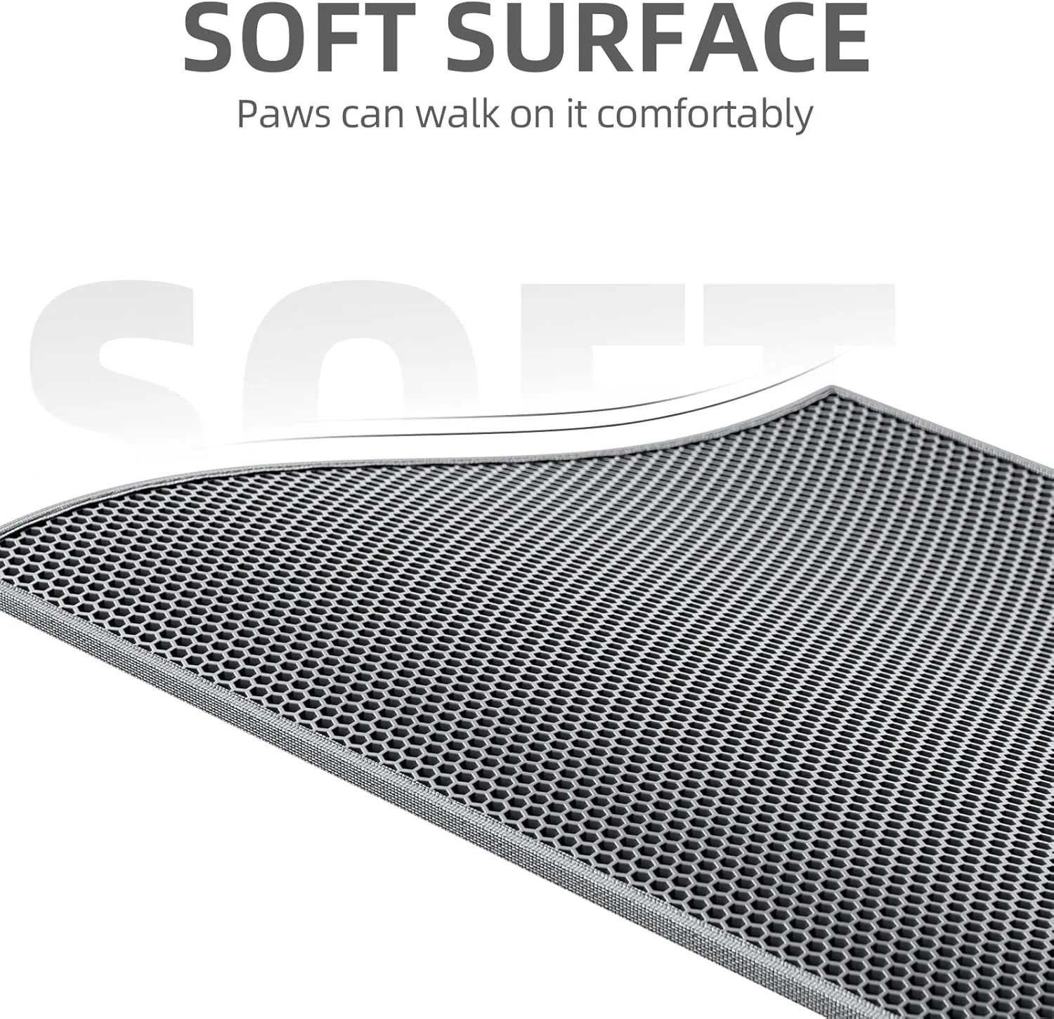 ESTHELLO Cat Litter Mat, Cat Litter Trapping Mat, Honeycomb Double Layer Design, Easy to Clean,Washable (24 x 15 Gray