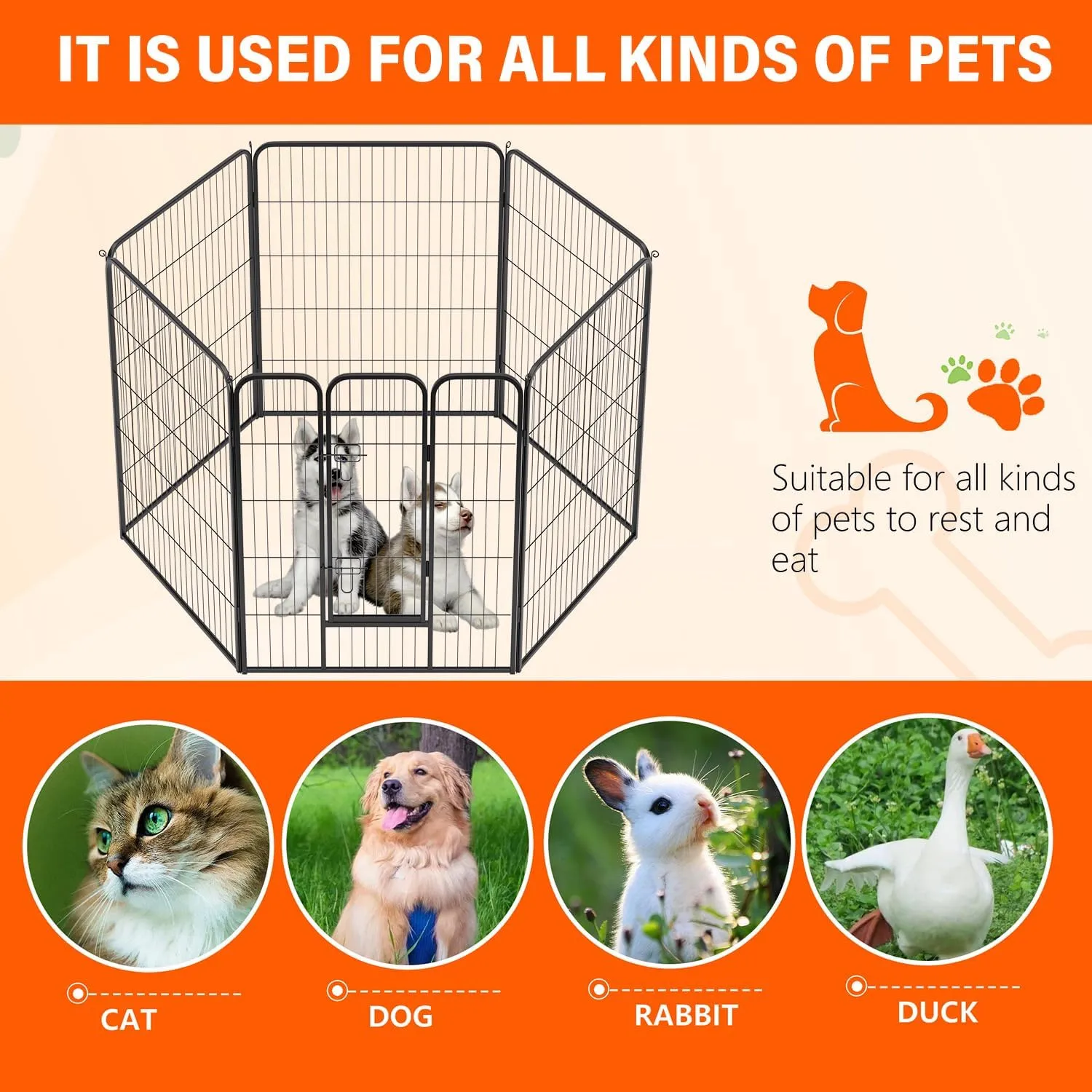 FDW Dog Playpen Dog Pen Dog Kennel 6 Panels 40 Inch Height Indoor Outdoor Folding Metal Portable Puppy Exercise Pen Heavy Duty Dog Fence for Yard Camping,Black