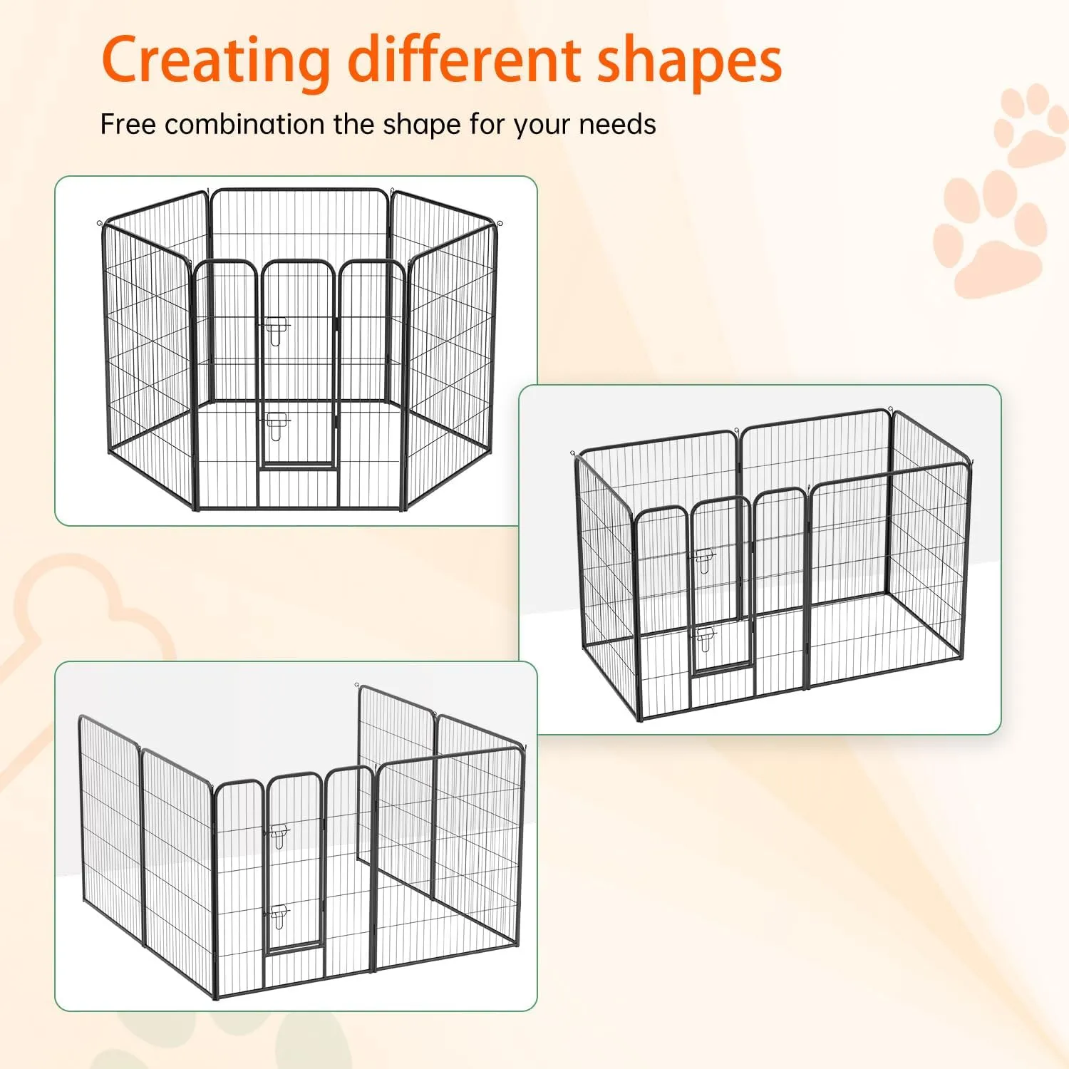 FDW Dog Playpen Dog Pen Dog Kennel 6 Panels 40 Inch Height Indoor Outdoor Folding Metal Portable Puppy Exercise Pen Heavy Duty Dog Fence for Yard Camping,Black