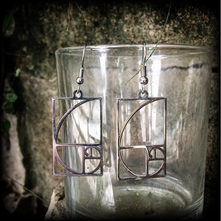 Fibonacci spiral earrings-Sacred geometry jewelry