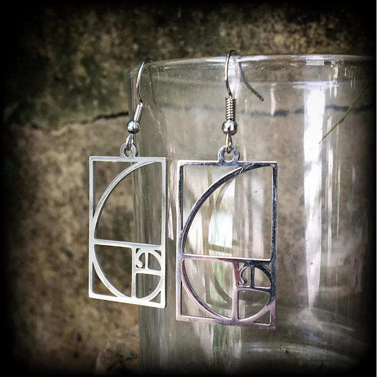 Fibonacci spiral earrings-Sacred geometry jewelry