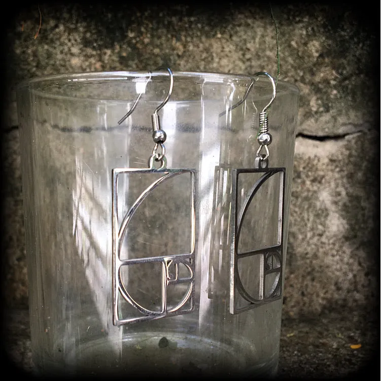 Fibonacci spiral earrings-Sacred geometry jewelry
