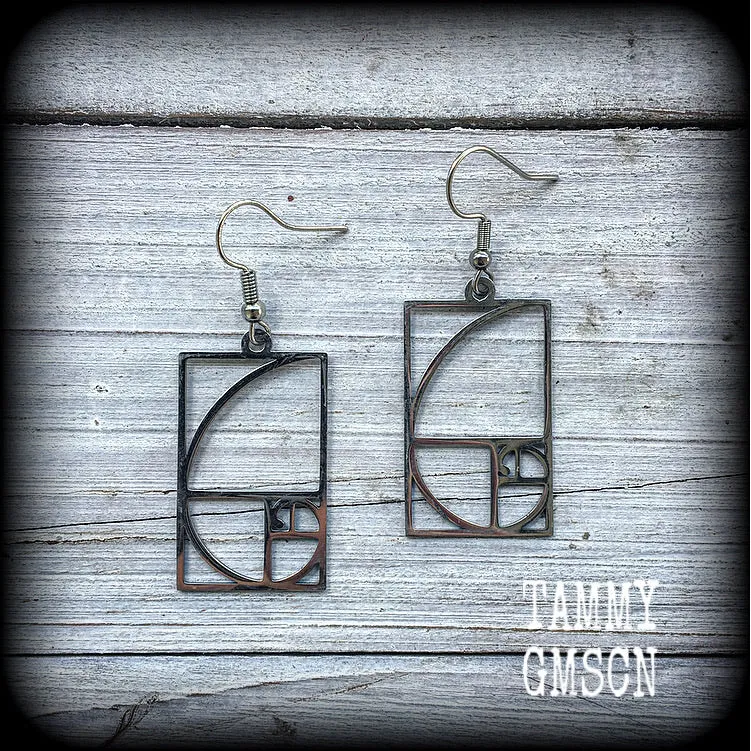 Fibonacci spiral earrings-Sacred geometry jewelry