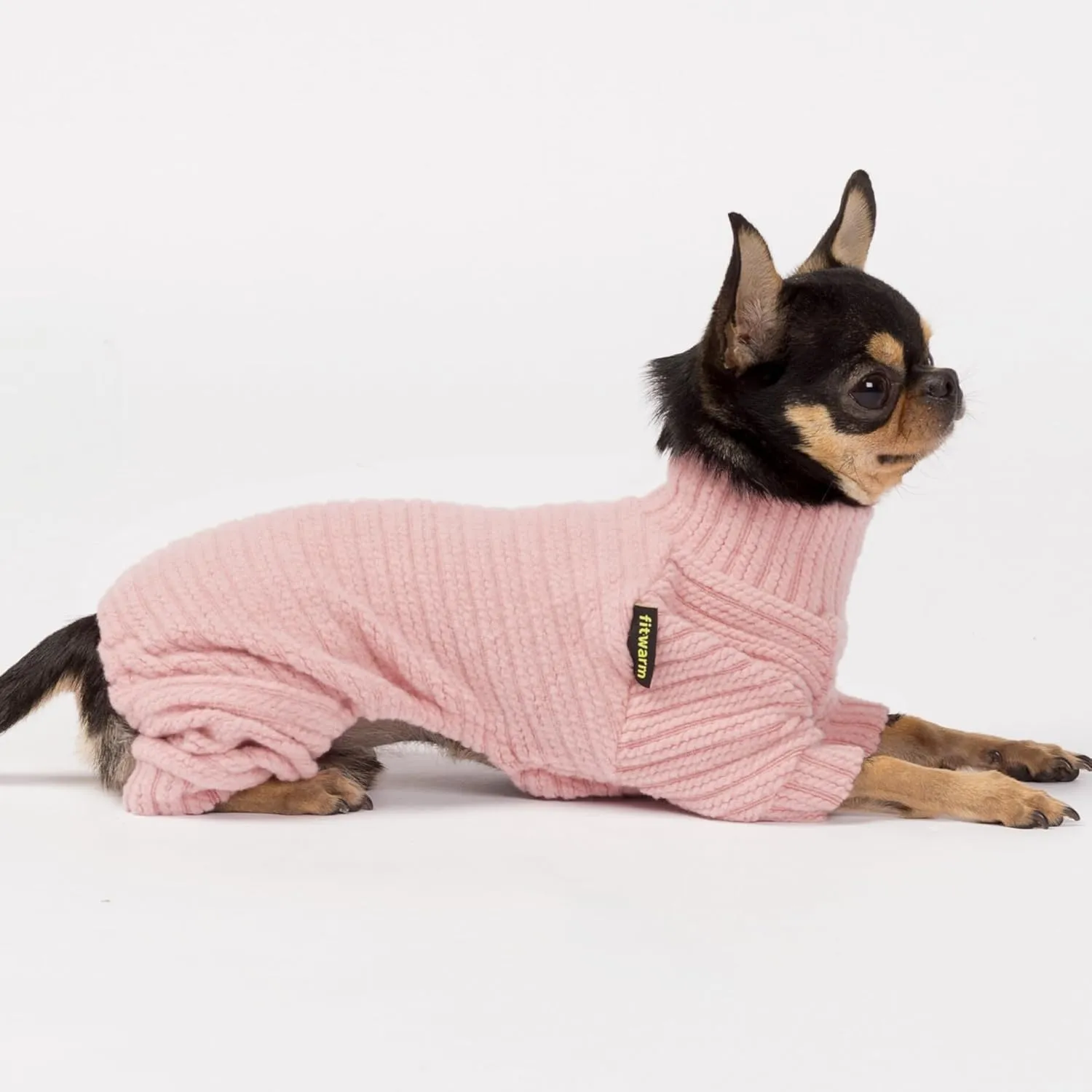 Fitwarm Turtleneck Knitted Dog Sweater Puppy Pajamas Thermal Doggie Winter Clothes Knitwear Pet Coats Cat Apparel Pink Medium