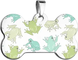 Frog Pet ID Tags Personalized Stainless Steel Dog and Cat Tags Cute Collar Tag Bone Shape