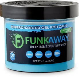 FunkAway Supercharged Gel for Cars, 4.5 oz., Extreme Odor Eliminator Soaks Up and Removes Smells in Cars, SUVs, Trucks and RVs for Long-Lasting Results