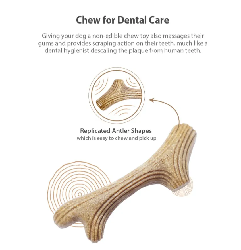 GiGwi Wooden Antler Series: Durable, Natural Dog Chew Bone