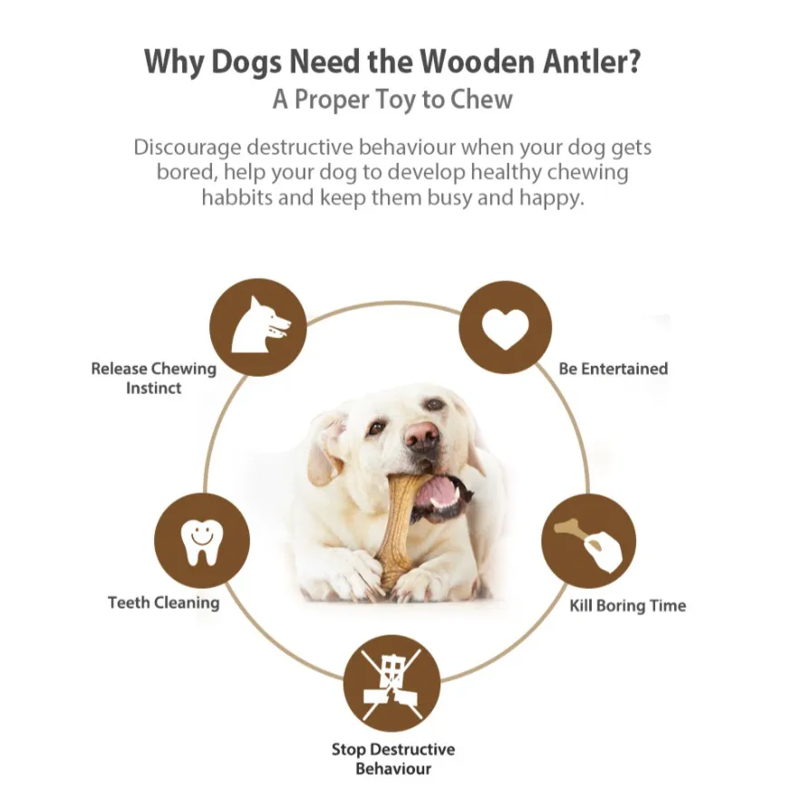 GiGwi Wooden Antler Series: Durable, Natural Dog Chew Bone