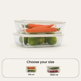 Glass Food Containers | Rectangle 2pk