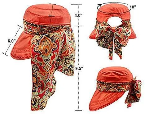 ICOLOR Sun Cap Sun Flap Hats Outdoor 360°Sun UPF 50  Women Lady Wide Brim Cap Visor Hats UV Protection Summer Sun Hats
