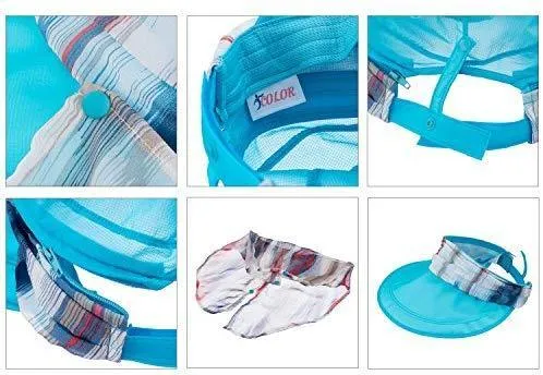 ICOLOR Sun Cap Sun Flap Hats Outdoor 360°Sun UPF 50  Women Lady Wide Brim Cap Visor Hats UV Protection Summer Sun Hats