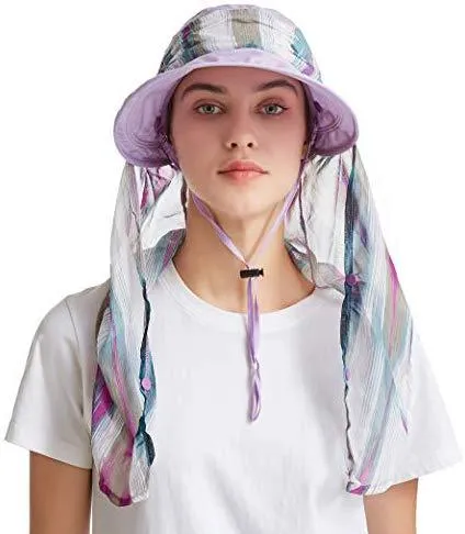 ICOLOR Sun Cap Sun Flap Hats Outdoor 360°Sun UPF 50  Women Lady Wide Brim Cap Visor Hats UV Protection Summer Sun Hats