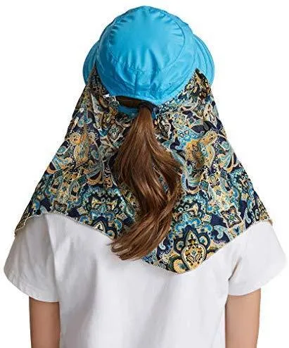 ICOLOR Sun Cap Sun Flap Hats Outdoor 360°Sun UPF 50  Women Lady Wide Brim Cap Visor Hats UV Protection Summer Sun Hats