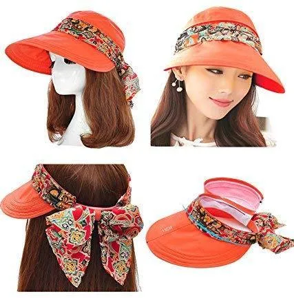 ICOLOR Sun Cap Sun Flap Hats Outdoor 360°Sun UPF 50  Women Lady Wide Brim Cap Visor Hats UV Protection Summer Sun Hats