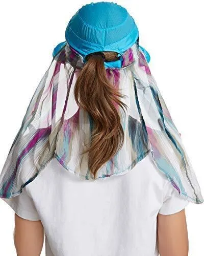 ICOLOR Sun Cap Sun Flap Hats Outdoor 360°Sun UPF 50  Women Lady Wide Brim Cap Visor Hats UV Protection Summer Sun Hats