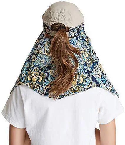 ICOLOR Sun Cap Sun Flap Hats Outdoor 360°Sun UPF 50  Women Lady Wide Brim Cap Visor Hats UV Protection Summer Sun Hats