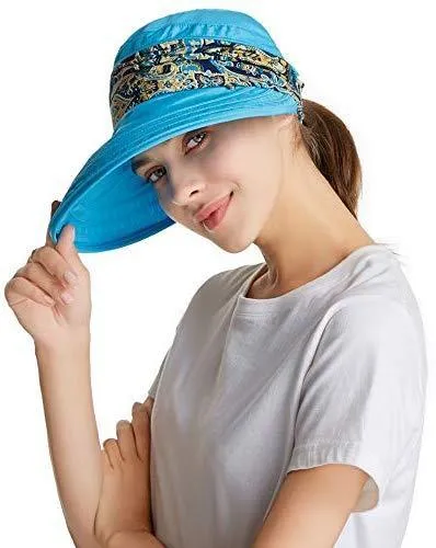 ICOLOR Sun Cap Sun Flap Hats Outdoor 360°Sun UPF 50  Women Lady Wide Brim Cap Visor Hats UV Protection Summer Sun Hats