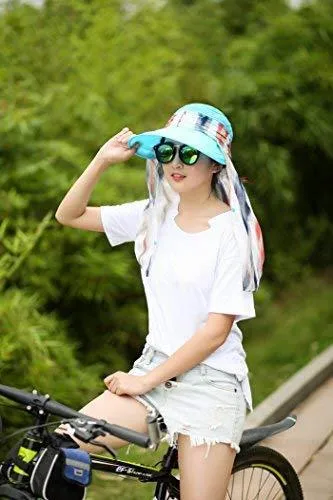 ICOLOR Sun Cap Sun Flap Hats Outdoor 360°Sun UPF 50  Women Lady Wide Brim Cap Visor Hats UV Protection Summer Sun Hats