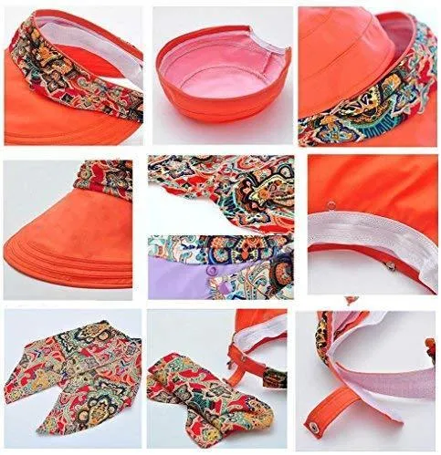 ICOLOR Sun Cap Sun Flap Hats Outdoor 360°Sun UPF 50  Women Lady Wide Brim Cap Visor Hats UV Protection Summer Sun Hats
