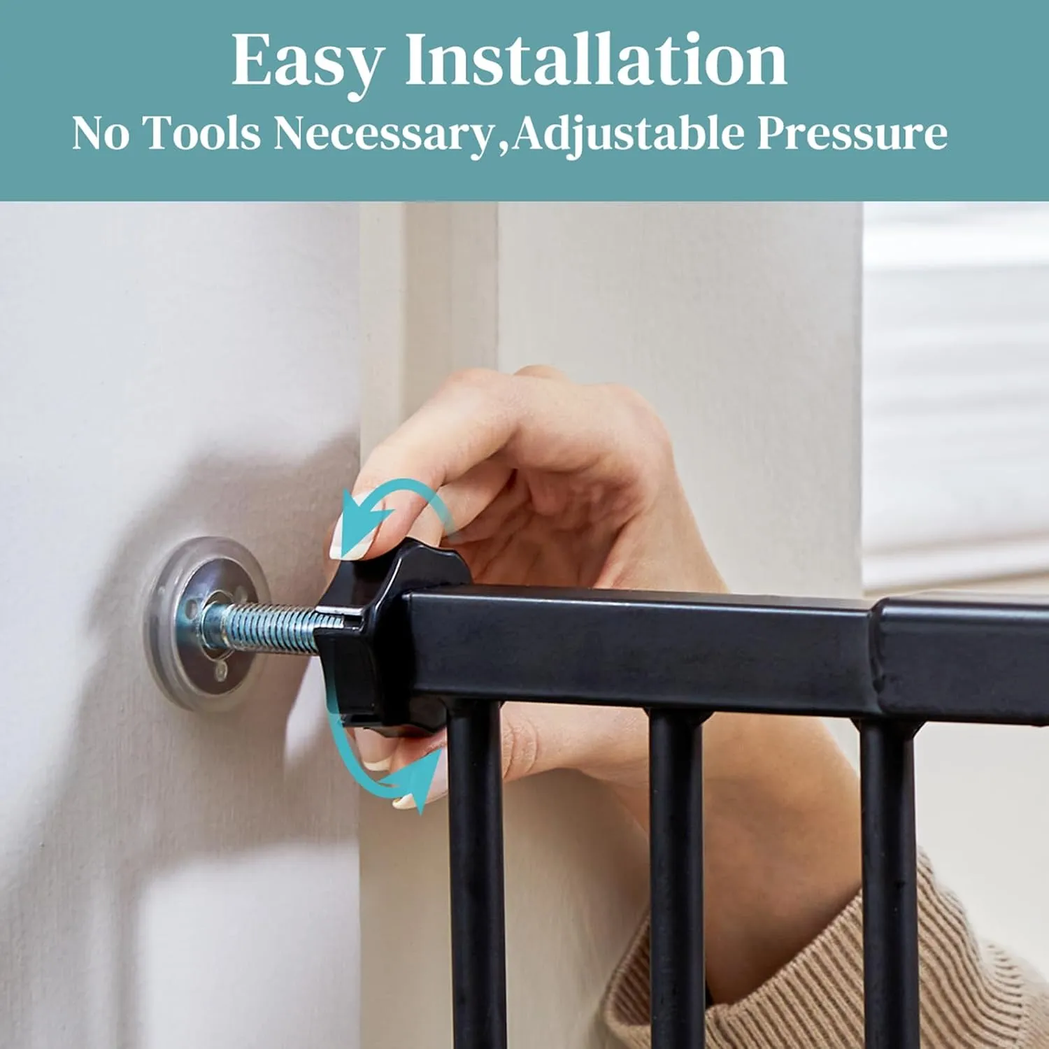 InnoTruth 36" Tall Baby Gate for Dogs, 29-39.6 Auto Close Safety Pet Gate for Child Protection for Stairs, Double-Lock Safety Design and One-Hand Opening for Doorways, Bedroom, Extra Tall Black