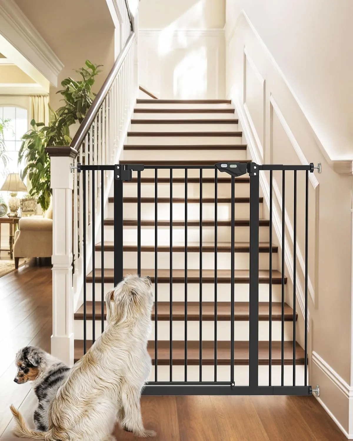 InnoTruth 36" Tall Baby Gate for Dogs, 29-39.6 Auto Close Safety Pet Gate for Child Protection for Stairs, Double-Lock Safety Design and One-Hand Opening for Doorways, Bedroom, Extra Tall Black