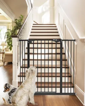 InnoTruth 36" Tall Baby Gate for Dogs, 29-39.6 Auto Close Safety Pet Gate for Child Protection for Stairs, Double-Lock Safety Design and One-Hand Opening for Doorways, Bedroom, Extra Tall Black