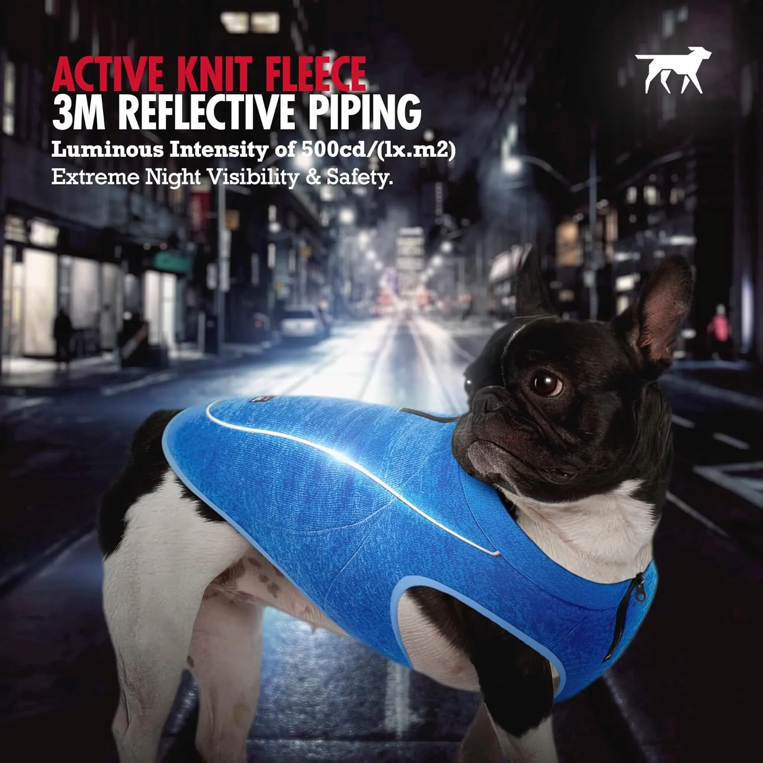 Insulated Fleece Sweater for Dogs | Lightweight Warm Dog Vest | Zipper Port for Harness | Cold Weather Winter Jacket | Rain Snow Repellant Coat | Adjustable for Small Medium Large Male Dogs (Blue/M)
