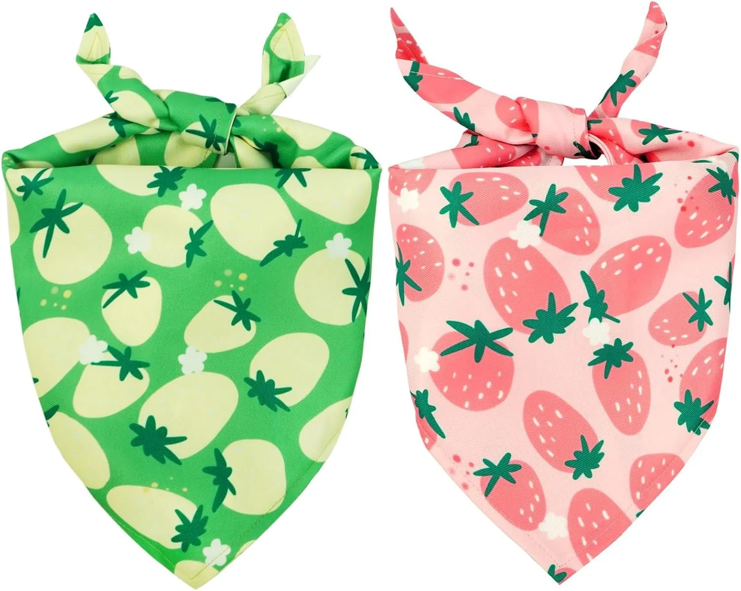 Kuoser Dog Bandanas, Triangle Reversible Fruit Print Pet Bandanas for Boy and Girl, All Seasons Bandana for Small Medium and Large, Pink L