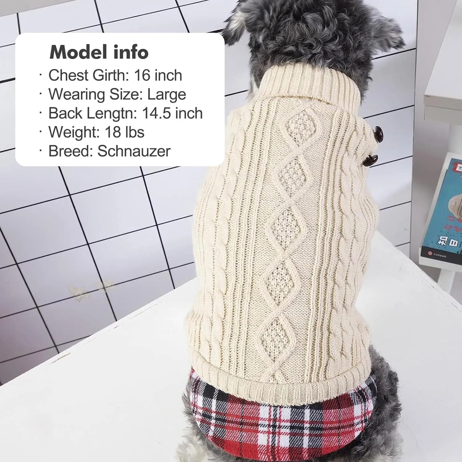 KYEESE Dog Sweater Soft Large Pet Sweater Stretchy Dog Pullover Sweaters for Large Dogs Knitwear Pet Coats Dogs Clothes with Gingham