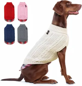 KYEESE Dog Sweater Soft Large Pet Sweater Stretchy Dog Pullover Sweaters for Large Dogs Knitwear Pet Coats Dogs Clothes with Gingham