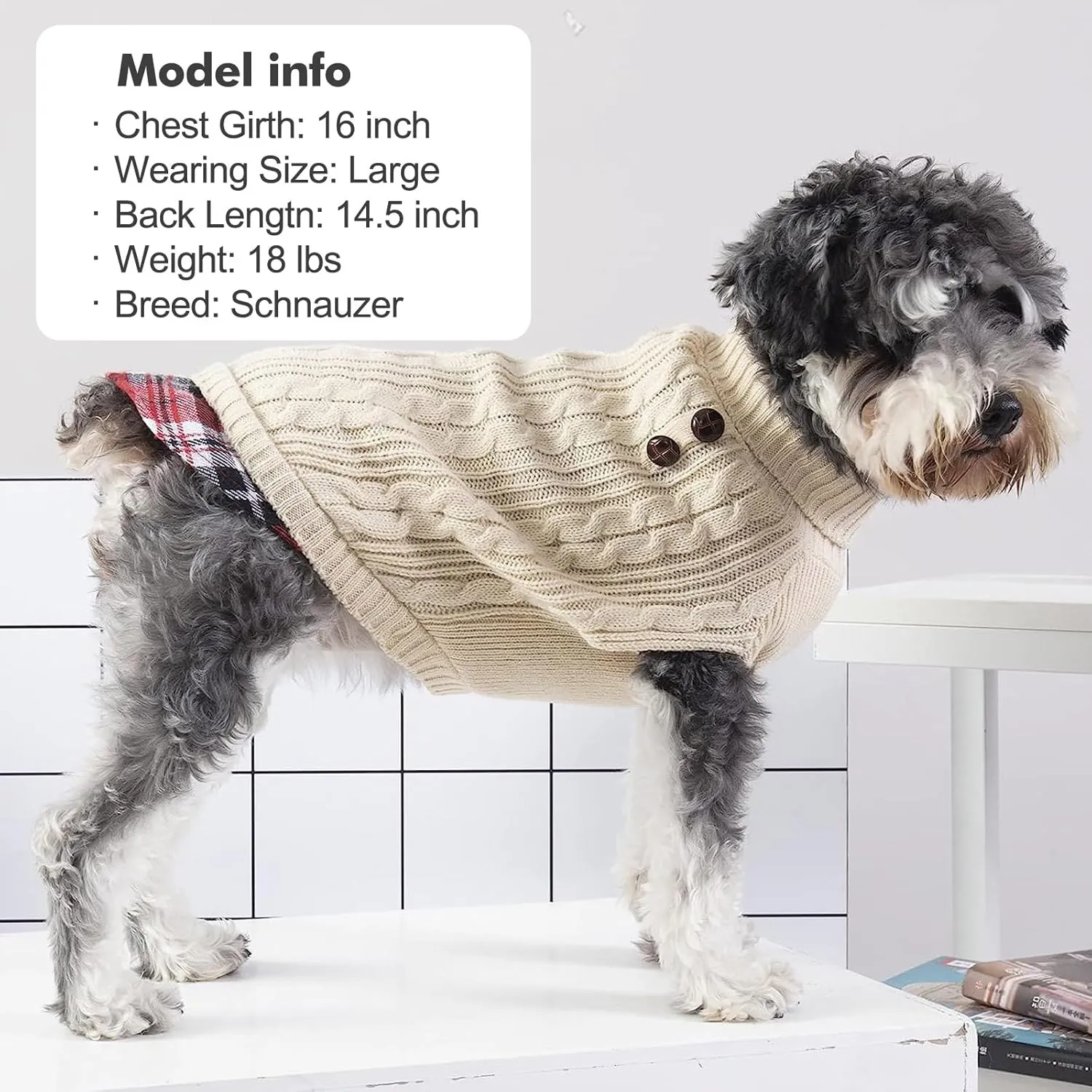 KYEESE Dog Sweater Soft Large Pet Sweater Stretchy Dog Pullover Sweaters for Large Dogs Knitwear Pet Coats Dogs Clothes with Gingham