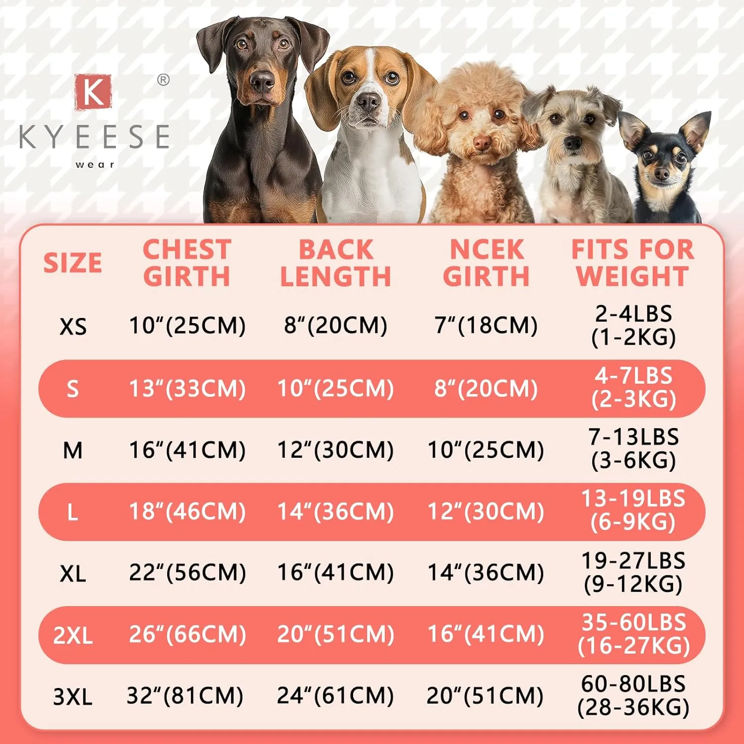 KYEESE Dog Sweater Soft Large Pet Sweater Stretchy Dog Pullover Sweaters for Large Dogs Knitwear Pet Coats Dogs Clothes with Gingham