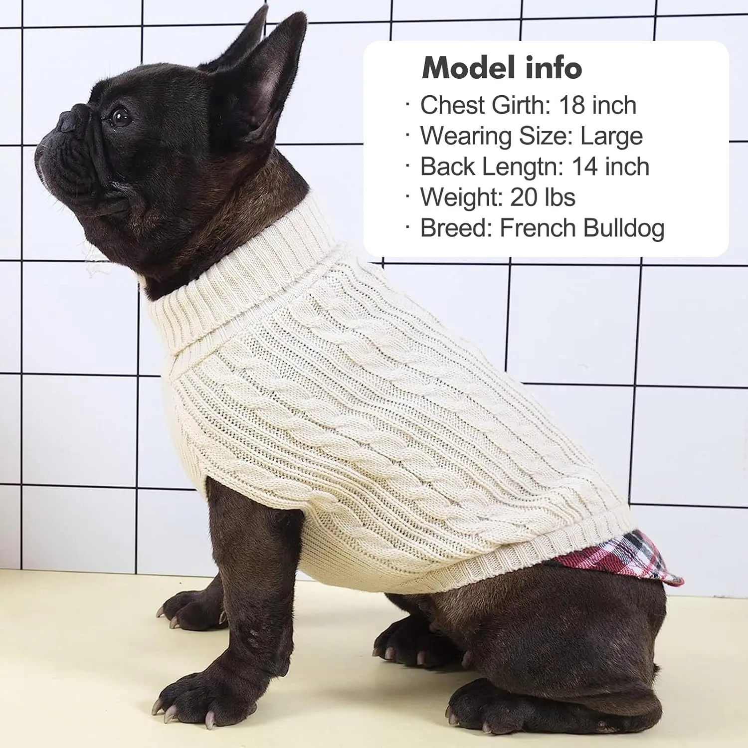 KYEESE Dog Sweater Soft Large Pet Sweater Stretchy Dog Pullover Sweaters for Large Dogs Knitwear Pet Coats Dogs Clothes with Gingham