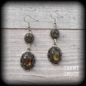 Labradorite gemstone earrings-Boho earrings