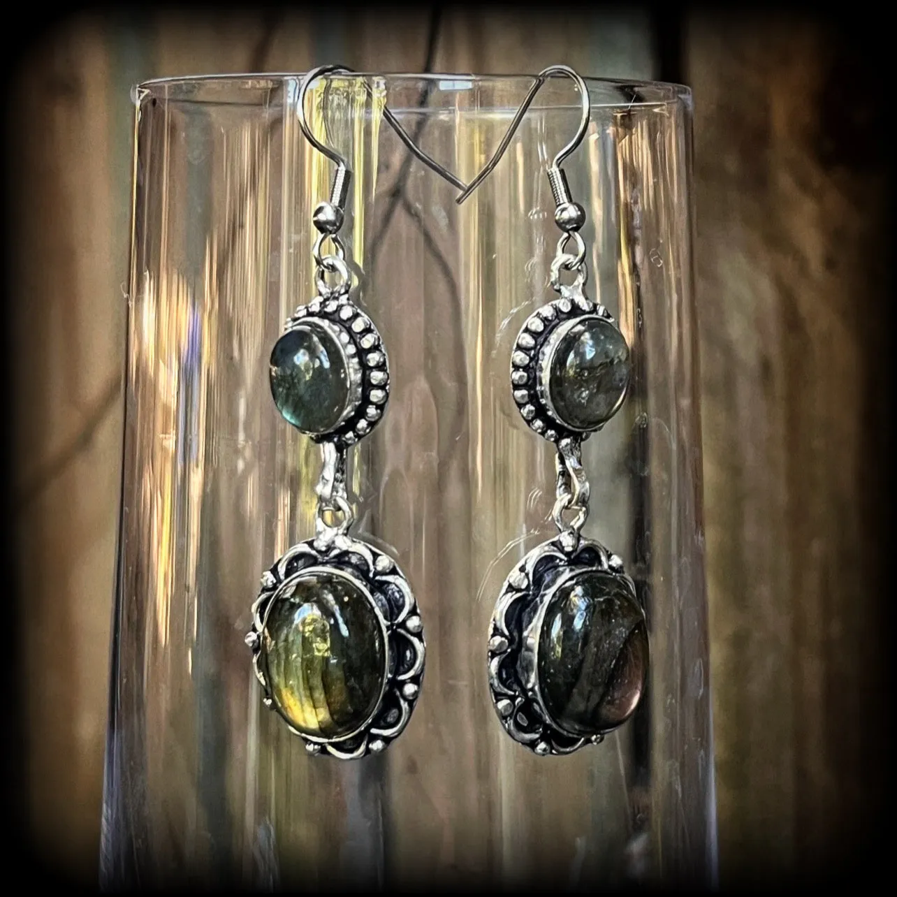 Labradorite gemstone earrings-Boho earrings