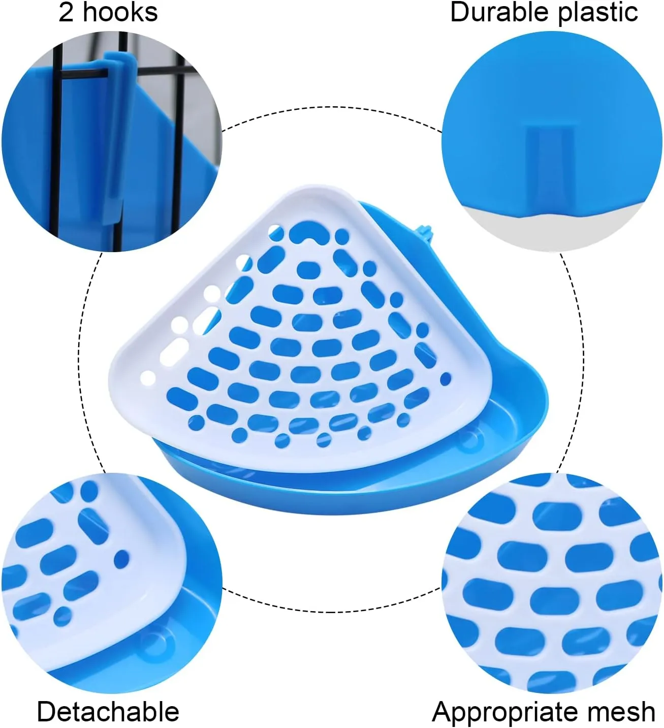 Litewoo Rabbit Litter Box Toilet Bunny Corner Litter Pan Pet Toilet Potty for Guinea Pigs Hamster Chinchilla Ferret Rabbit Small Animal (Blue)