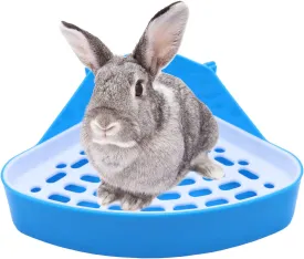 Litewoo Rabbit Litter Box Toilet Bunny Corner Litter Pan Pet Toilet Potty for Guinea Pigs Hamster Chinchilla Ferret Rabbit Small Animal (Blue)