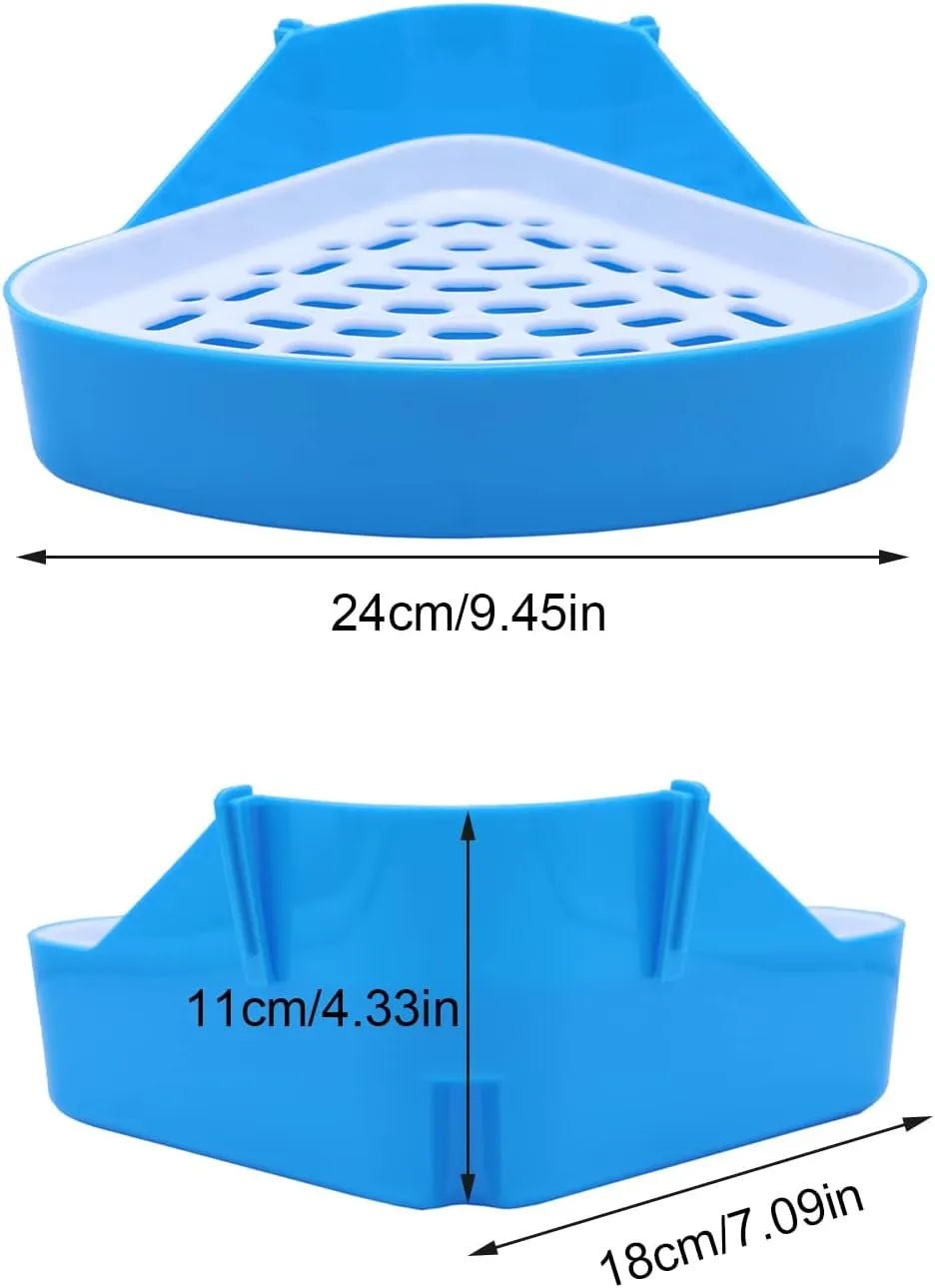 Litewoo Rabbit Litter Box Toilet Bunny Corner Litter Pan Pet Toilet Potty for Guinea Pigs Hamster Chinchilla Ferret Rabbit Small Animal (Blue)