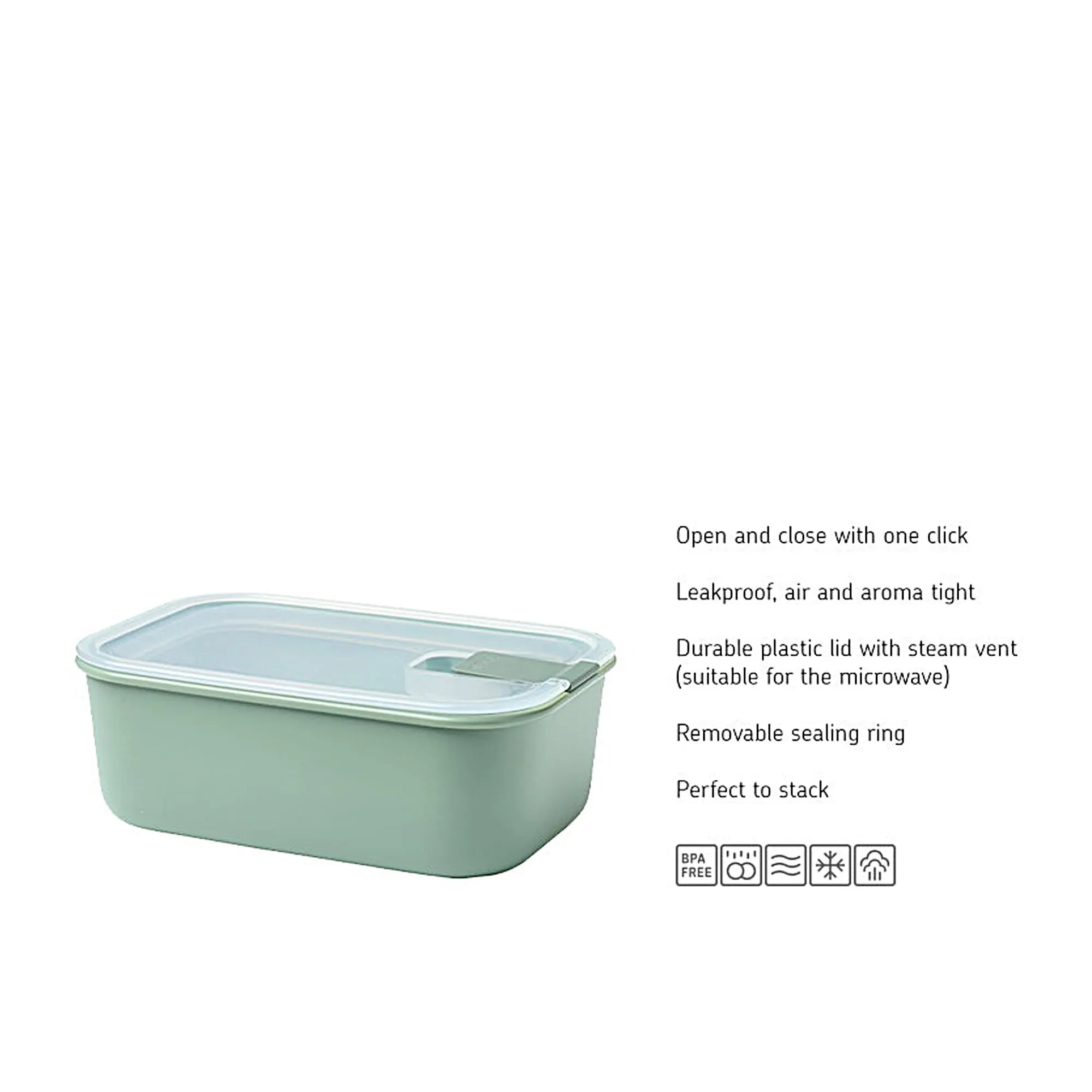 Mepal Easy Clip Rectangular Storage Box Set 3 Piece Nordic in White