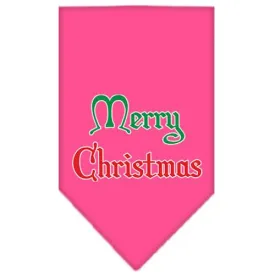 Merry Christmas Screen Print Bandana Bright Pink Small