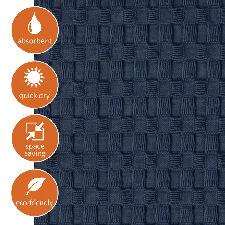 Midnight Blue Tassel Hand Towel Set of 2, Modern Style