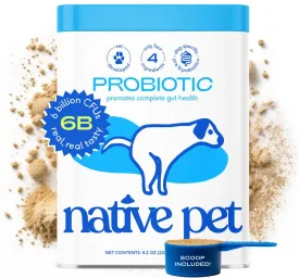 Native Pet Probiotics for Dogs - Dog Probiotics Powder for Digestive Health, Gut Support, & Immune Boost  Vet-Formulated Powder for Maximum Potency with Digestive Enzymes & Prebiotics - 60 Scoops