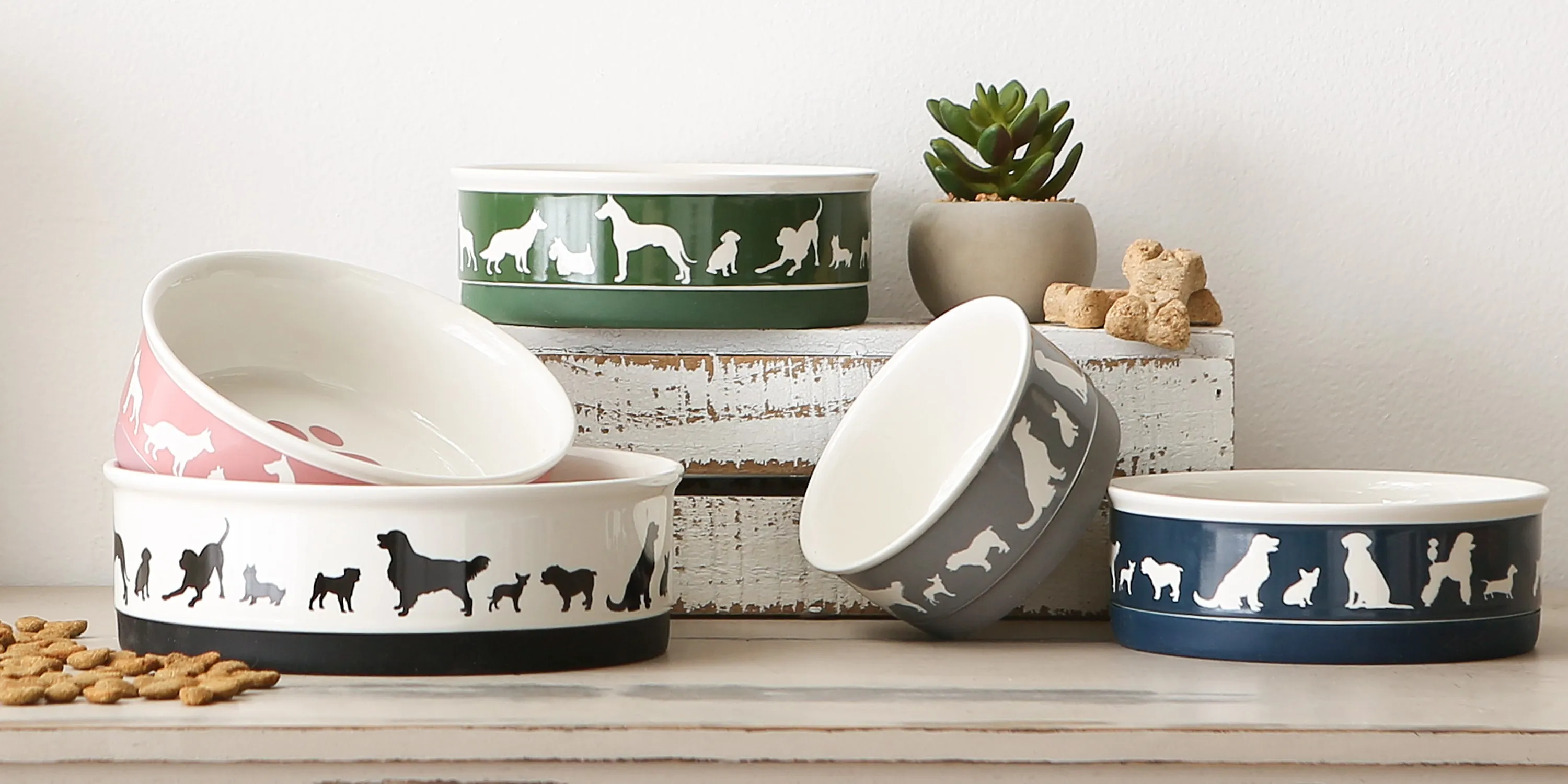 Navy Cat's Meow Pet Bowl Set/2, Medium - 1.75 C. Capacity