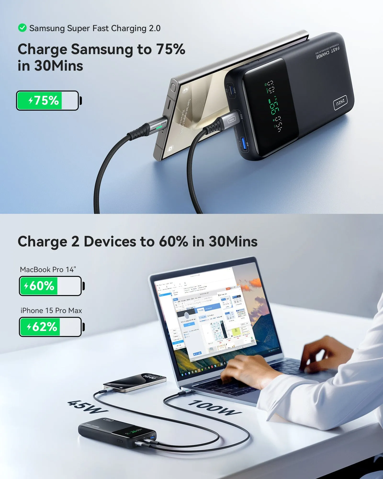 [New] INIU Cougar P64-E1 Power Bank Fastest 140W 25000mAh