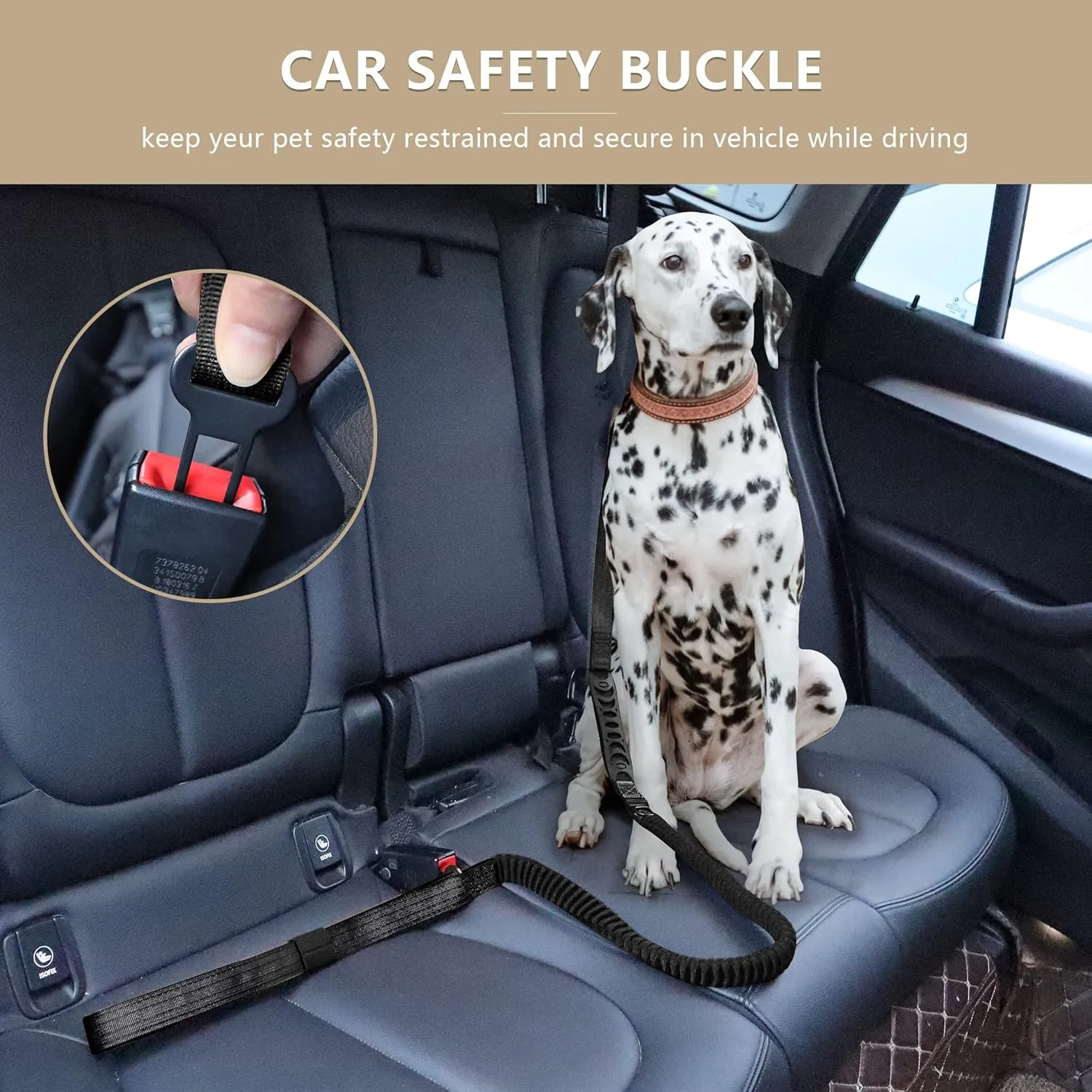 No Pull Tactical Dog Leashes for Medium/Large Dogs - Heavy Duty with Aluminum Frog Clip, Reflective Bungee Leash with Soft Padded Handle, Black 4-6FT Long & Strong with Car Seat Belt
