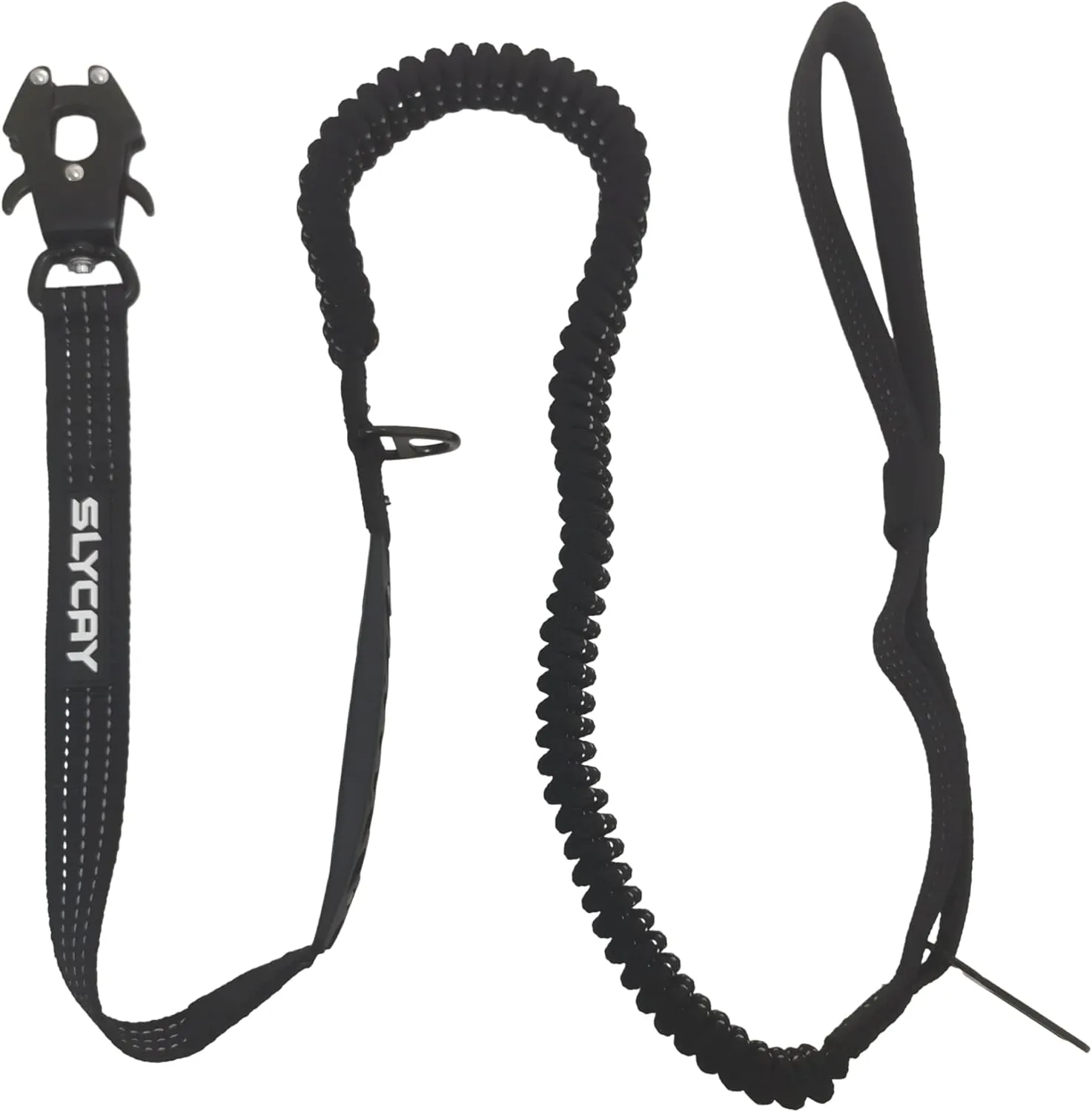 No Pull Tactical Dog Leashes for Medium/Large Dogs - Heavy Duty with Aluminum Frog Clip, Reflective Bungee Leash with Soft Padded Handle, Black 4-6FT Long & Strong with Car Seat Belt