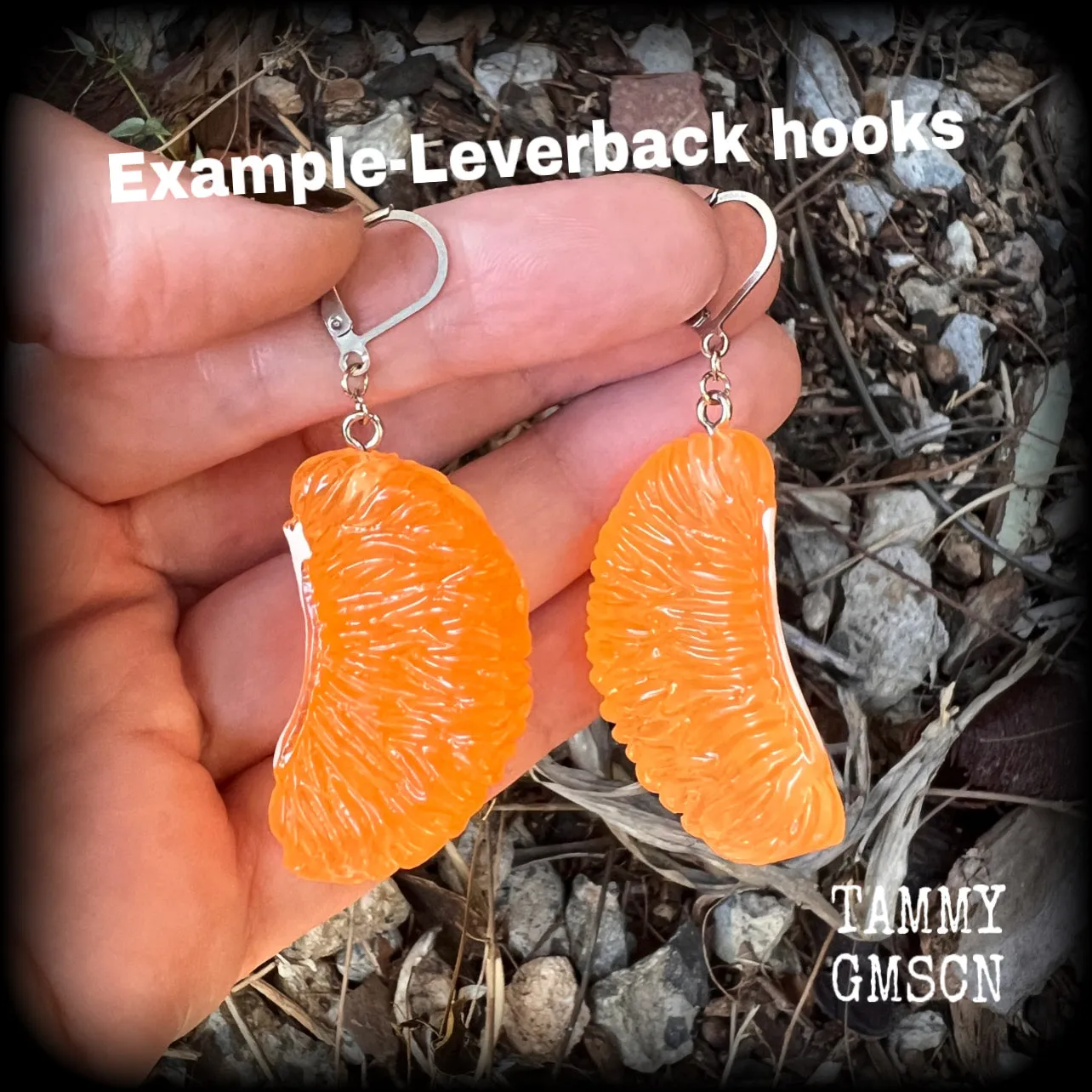 Orange segment earrings-Fruit earrings