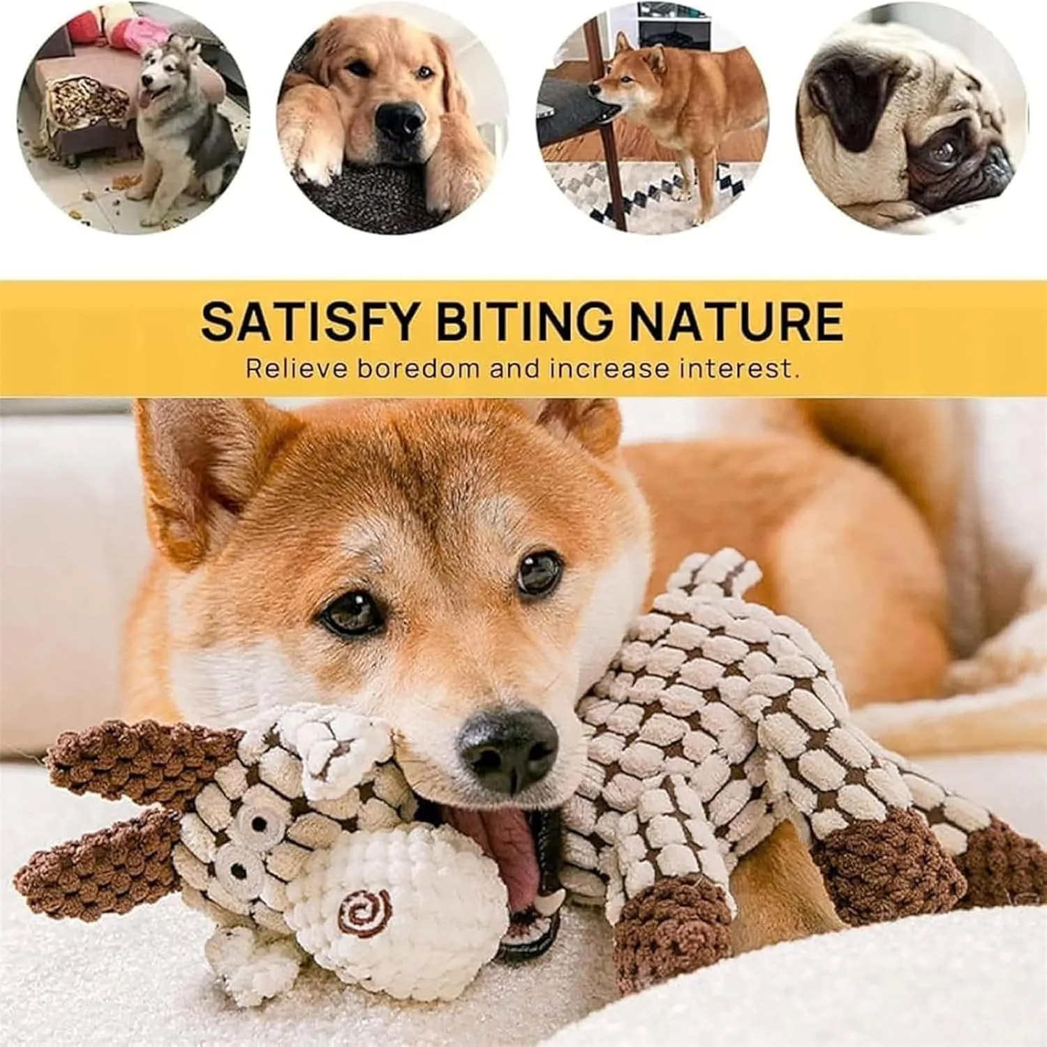 Outfany Bitebuddy, Outfany Bitebuddy Dog Toy, Bite Buddy Chew Toy for Dogs, Indestructible & Tough & Durable, for Aggressive Chewers, Interactive Dog Squeaky Toys (Brown)